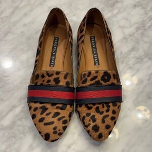 Veronica Beard Animal Print Flats with Red and Black Accents